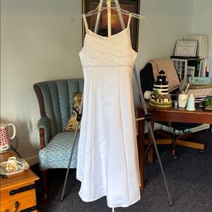 Vintage Elegant White Sleeveless Dress with Cover Up